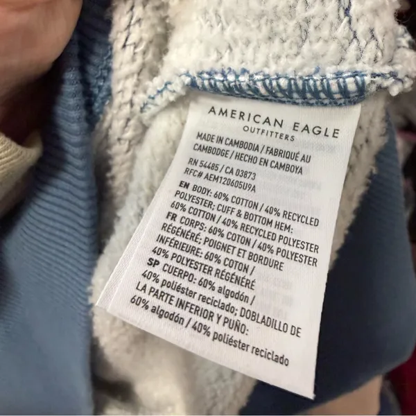 American Eagle Women’s Big Hug Henley Sweatshirt Blue Breeze‎ Stripe Coastal XS - Image 5