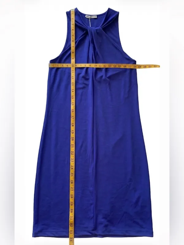 NWT Zara Royal Blue Halter Twist Neck Dress Size Large - Image 5
