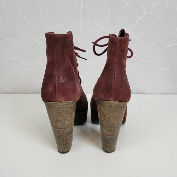 Steve Madden Women's Boots 7.5 Raspy Burgundy Wine Nubuck Suede Platform Lace Up - Image 5