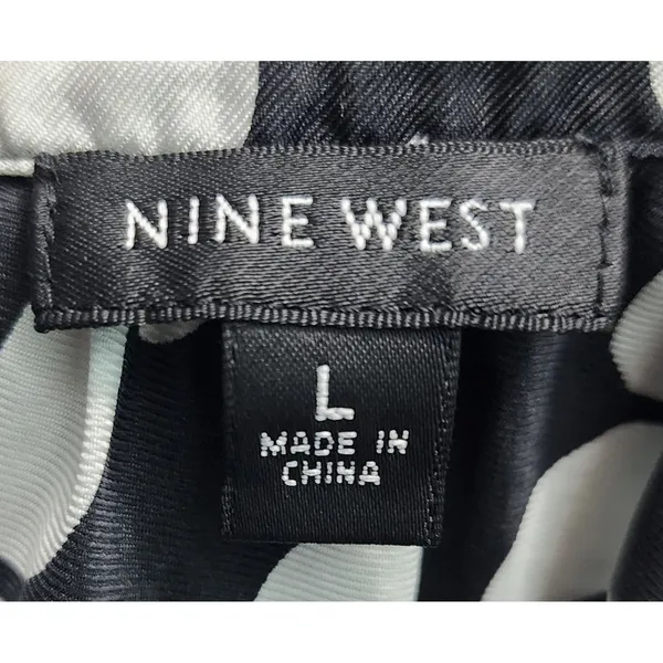 Nine West Black White Polka Dot Silk Blouse Top Women's Size‎ L - Image 3