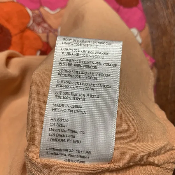 Urban Outfitters Rosie Mini Skirt Sz S Pink Orange Floral Side Zip Linen Blend - Image 6