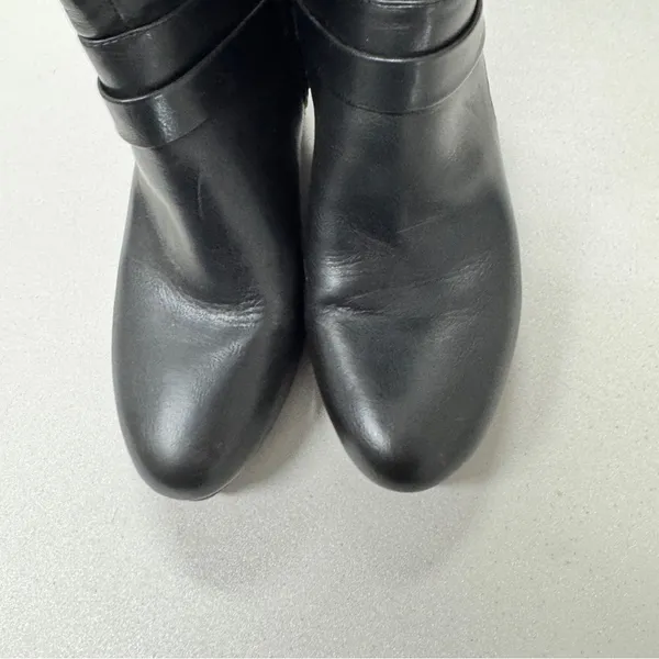 Dr Scholls Black Faux Leather Mini Wedge Knee High Boots Womens 7.5 Fall Riding - Image 9