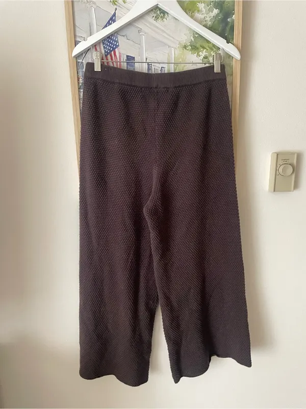 Free People Beach Hailee Knit Wide Leg Pants in Hot Fudge Brown Size Large - Image 4