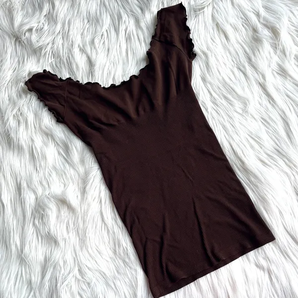 Marciano Guess 2000's Brown Seamless Off the Shoulder Top - Image 2