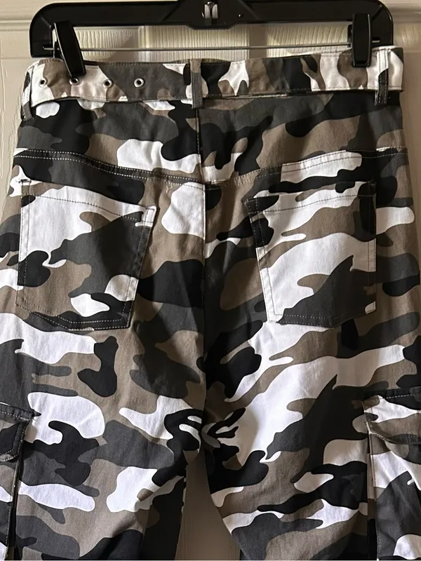 Streetwear Society Camo Print Cargo Jogger Pants w/Belt Sz M Fall Y2K 2000’s - Image 9