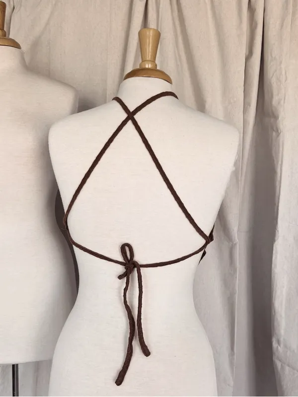 Brown Knit Halter Bandana Top - Image 3