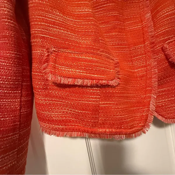 Chico’s Tweed Single Button Full Zip Long Sleeve‎ Jacket Orange Size 0 (4) - Image 6