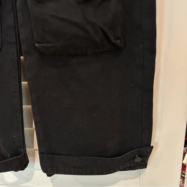 New Edikted Wide Leg Jeans Sz S Oversized Boyfriend Cargo Black Mid-rise Y2K - Image 6