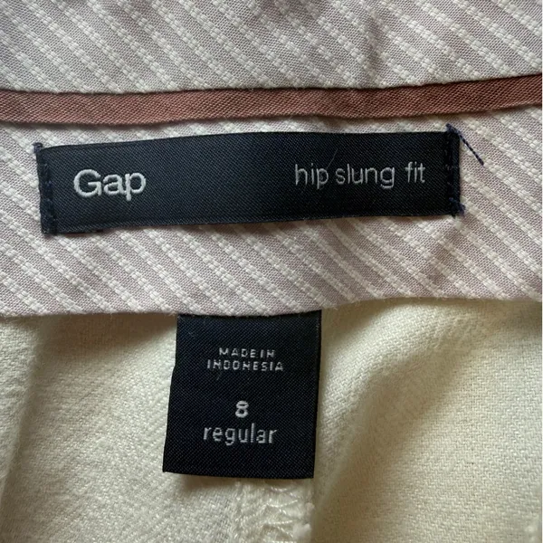 Gap Hip Slung Fit Trousers Off-white‎ Cotton Linen Wide Leg Pants 8 Regular - Image 3