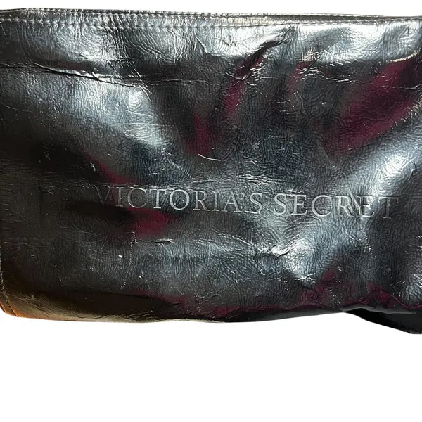 Victoria's Secret Duffle Bag Womens Large Black Nylon Leopard Lining Travel - Image 5