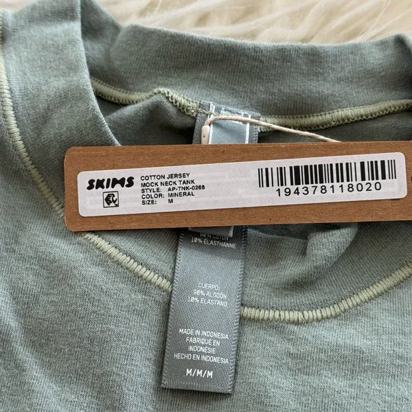 Skims Cotton Jersey Mock Neck Tank Mineral Size Medium - Image 8