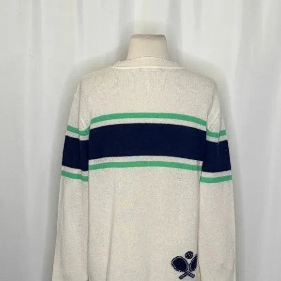 ALASHAN Cashmere Pickleball Sweater Pullover Sporty Text Script Preppy X - Image 7