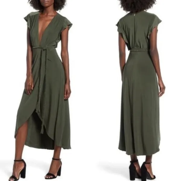 NWT MISA Los Angeles Irina Rope Belt‎ Dress in Olive Green - Image 2