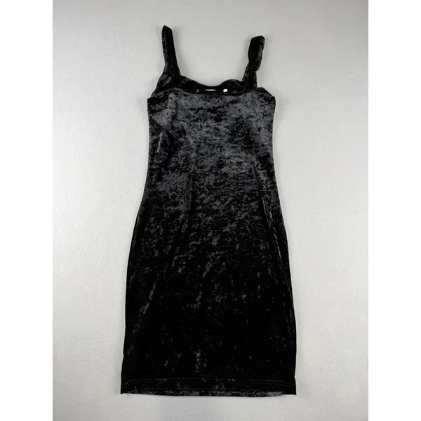 Cheap Monday Black Crushed Velvet Bodycon Mini Dress Sleeveless Sheath Womens - Image 2