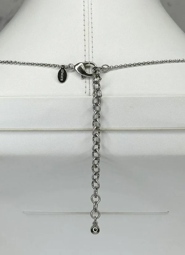 Chico's Cluster Beaded Pendant Silver Tone Long Necklace ✨ - Image 3