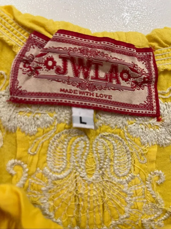 Johnny Was/JWLA Yellow Embroidered Dress size L - Image 2