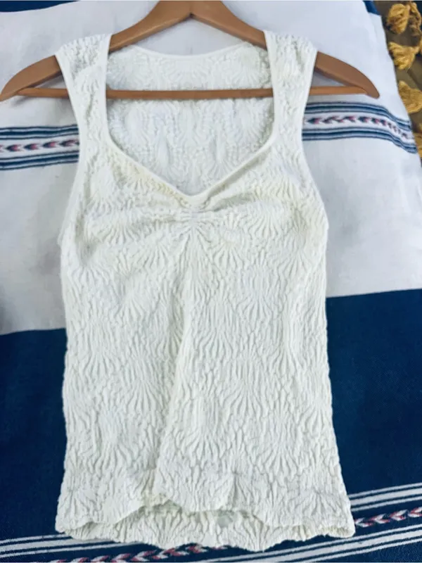 Free People Love letter Tank sweetheart sz M/L. Cream - Image 5