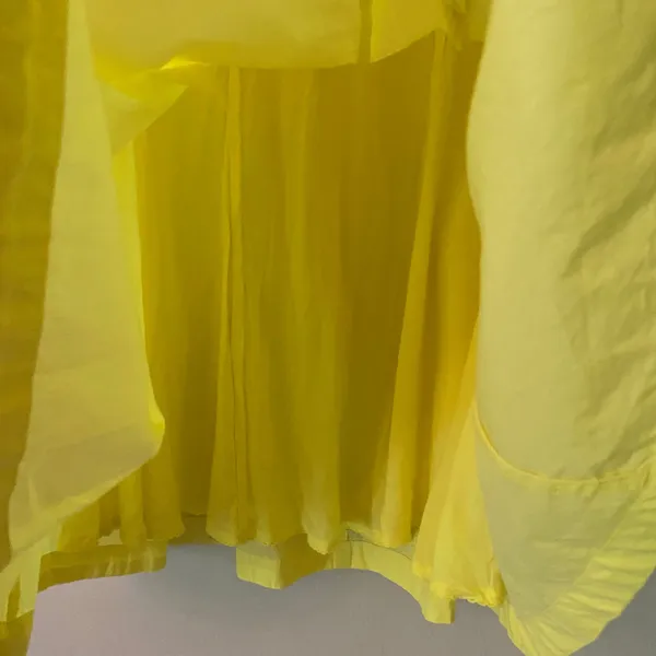 Maeve Anthropologie Butter Yellow Balloon Sleeve Mini Dress Cotton Women's Large - Image 6