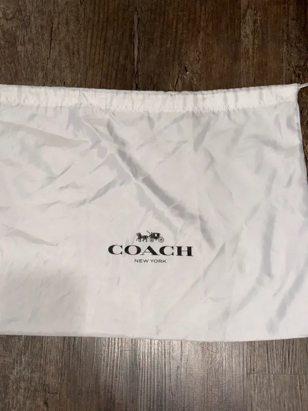 Coach White Drawstring Storage Pouch with Black Logo - Image 3