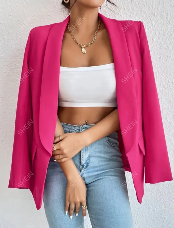 SheIn Privé Solid Shawl Collar Blazer - Image 4
