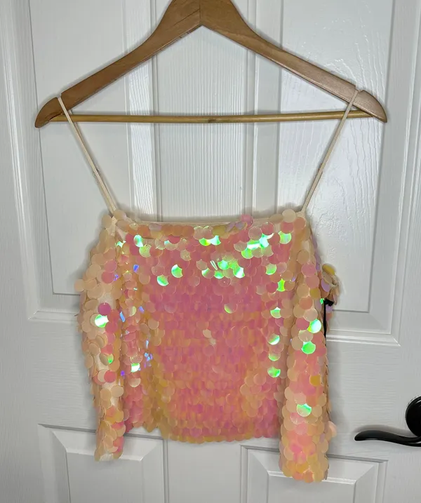 ASTR the Label BNWT Peach Sequin Luxoria Top + Darby Skirt Outfit Sz M Festival - Image 2