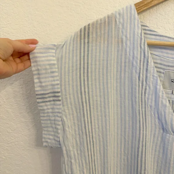 Rails Nala Top Womens M Linen Blend Blue Stripe Coastal Lightweight Relaxed - Image 4