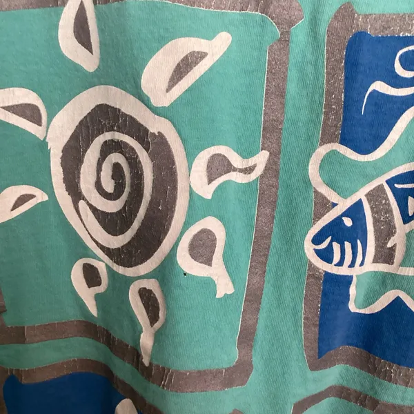Vintage Beach Bound Teal Graphic Pocket T-shirt Summer Cover-up Loungewear OS - Image 4