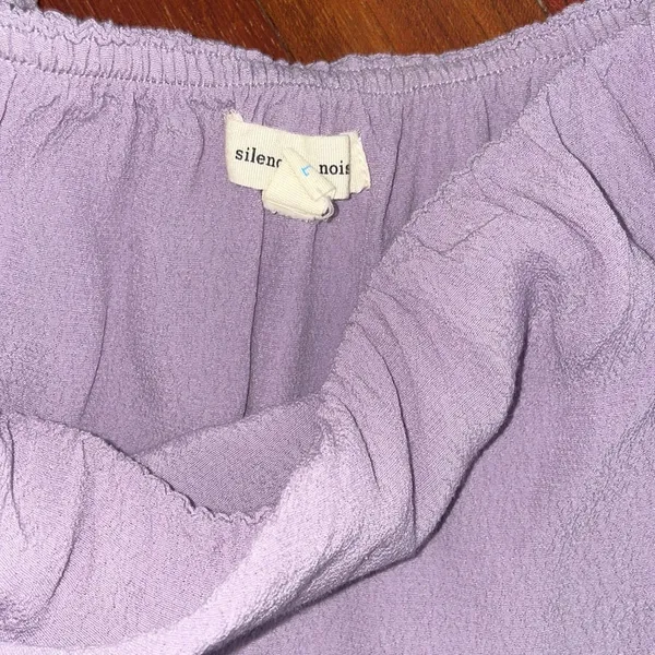 Urban Outfitters Silence + Noise Purple Off Shoulder Crop Top Milkmaid Boho Long Sleeve - Image 4