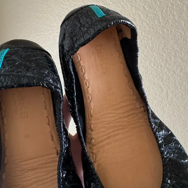 TIEKS by Gavrieli Obsidian Patent‎ Leather Luxury Ballet Flats Sz 8 Black - Image 6