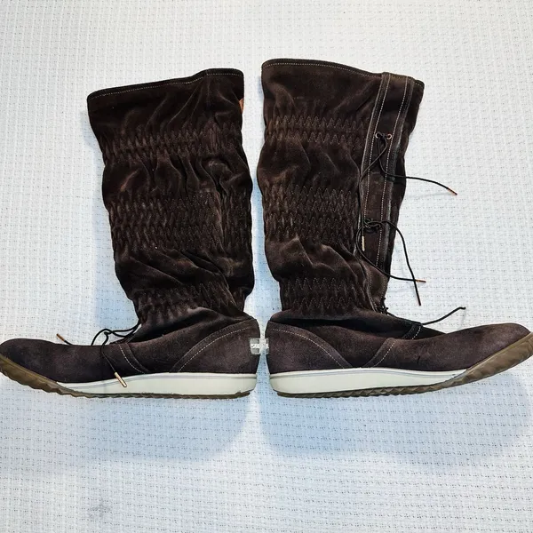Ladies Sorel Firenzy Tall Wool Lined Winter Boots 8 Brown Suede Flats Shoes Snow - Image 6