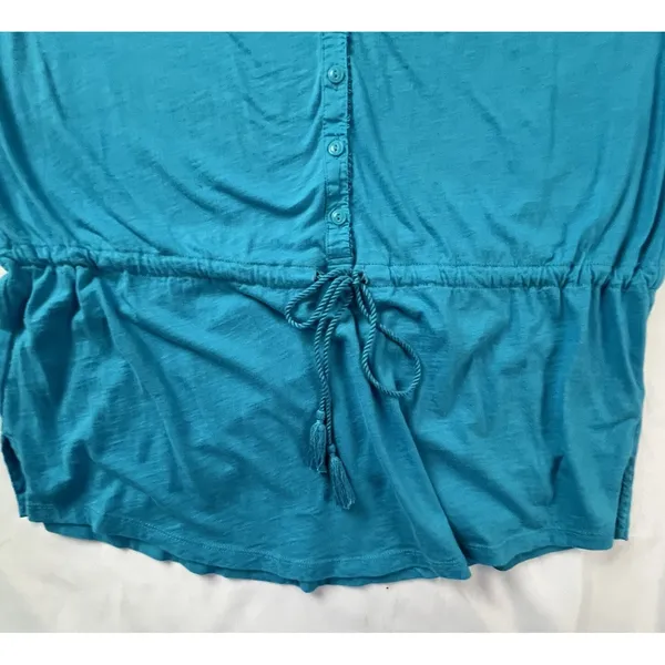 Lauren Ralph Lauren Knit Top Women Large Blue Drawstring Waist Tassel 3/4 Sleeve - Image 4