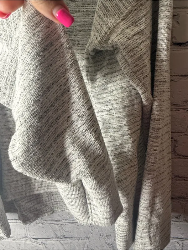 Aerie Light Gray Striped Knit Crewneck Sweater large - Image 11