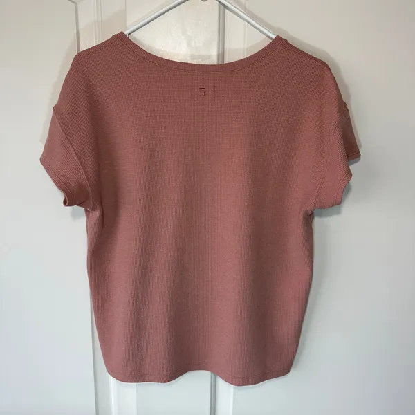 Tommy John‎ Womens Zen Waffle Knit Tee Short Sleeve Light Mahogany Pink Large - Image 5