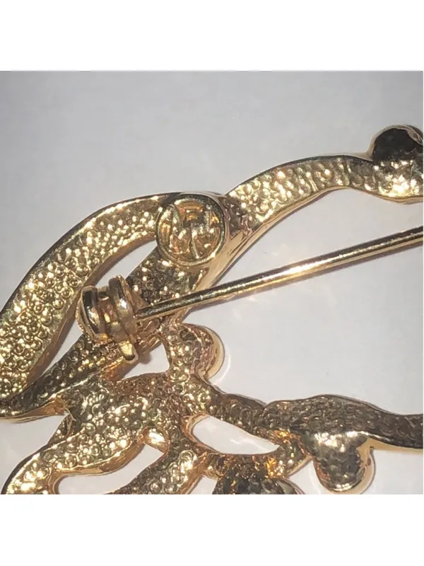 Angel Brand Elegant Gold Tone Rhinestone Brooch - Image 6