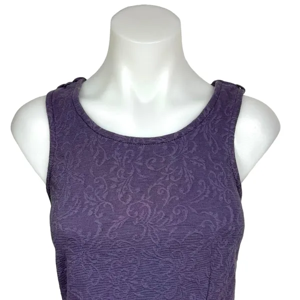 Free People Floral Cotton Purple Sleeveless Round Crochet Peplum Tank Top Size S - Image 7