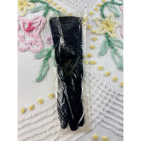 Vintage Gloves‎ by Superb for B Altman & Co Black Opera Length Made in France - Image 2