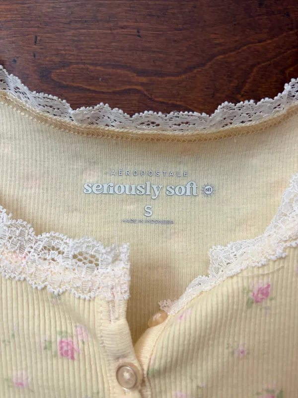 Aeropostale yellow floral lace tank top - Image 2