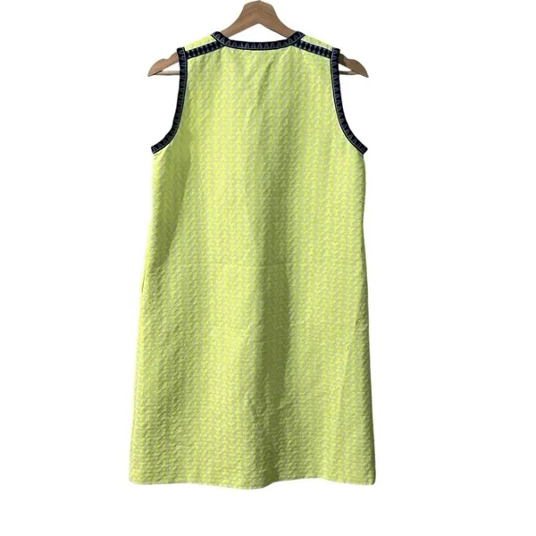 J.Crew Neon Green Geometric Print Sleeveless Dress‎ Size 4 Pockets - Image 4