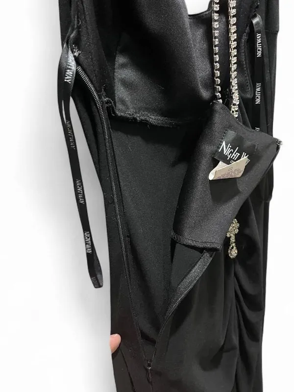 Night Way Collections Black Strapless Maxi Dress with Chain Straps - Image 4