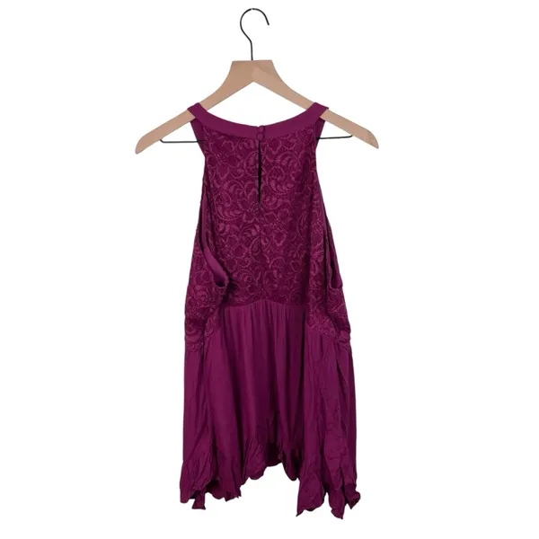 NEW Torrid Babydoll Gauze With Lace Halter Neck Tank Purple Women's Size 2X - Image 4