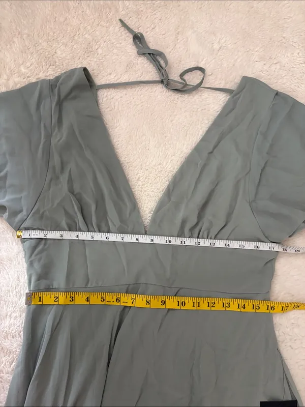 Lulus Promise Of Love Sage Brush Flutter Sleeve Maxi Dress Size XL Bridesmaid - Image 7