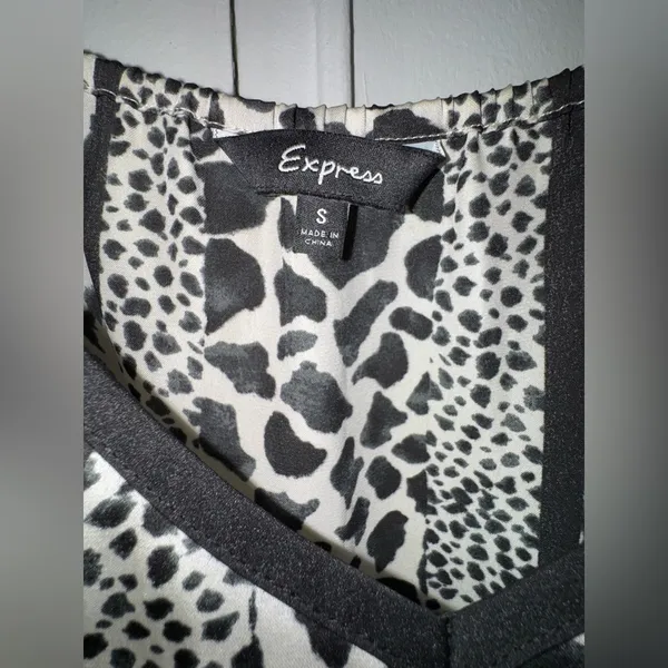 Y2K 2000s Express Sz S Flowy Silky Tank Top Animal Zebra Leopard Spaghetti Strap - Image 3