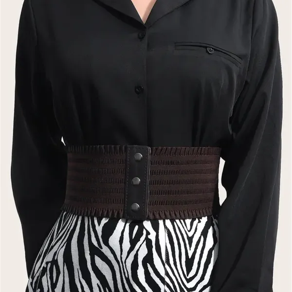 Plus Size‎ Wide Waistband Elegant Elastic Belt Vintage Dress Coat Girdle Waspie - Image 5