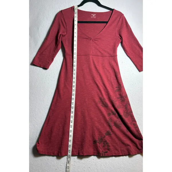Horny Toad Toad&Co XS Red Floral Tencel Organic Cotton A-Line Dress 3/4 Sleeve - Image 9