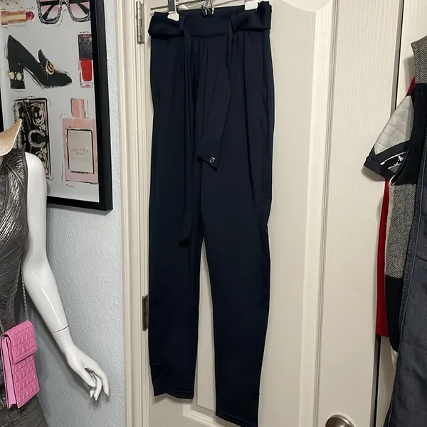 💙BuffBunny‎ Boss Collection Navy VP Belted Pants Minimalist Athleisure - Image 3