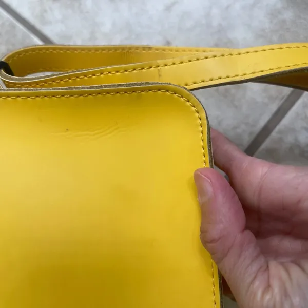 Dr Martens 7 Inch Yellow Leather Satchel Mini Crossbody Bag Buckle Accent - Image 8