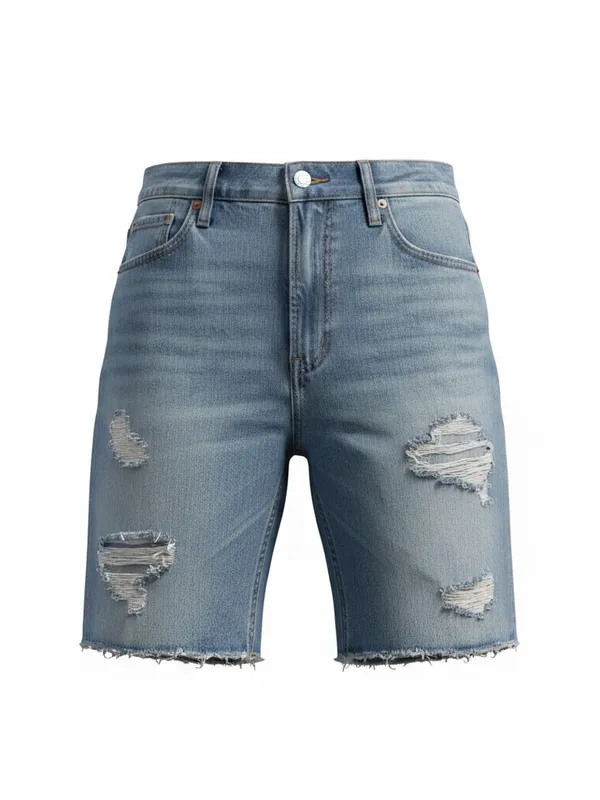 Levi's Light Wash Distressed Denim Shorts - Image 4