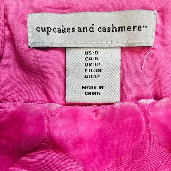 Cupcakes and Cashmere Pink Heart Velvet & Mesh Lined Skirt Size 8 - Image 3