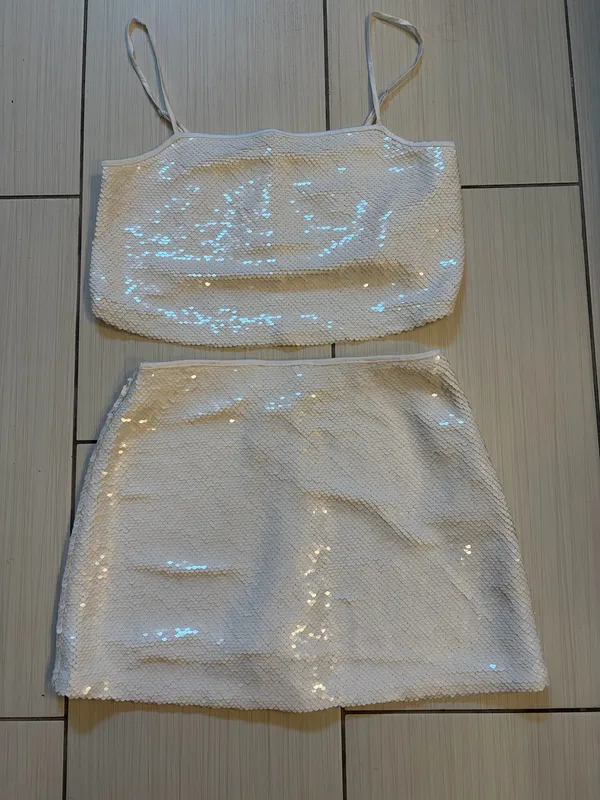 Abercrombie & Fitch White Sequin Set - Image 2