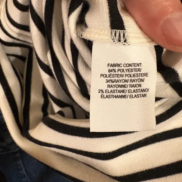 Derek Lam off shoulder knit striped dress midi M white black - Image 5